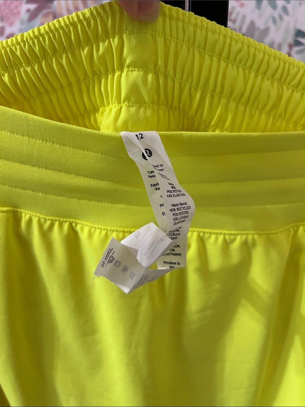 Lululemon Hotty Hot High Rise Athletic Skirt *long Highlight Yellow Sz 12 Large - Picture 4 of 8